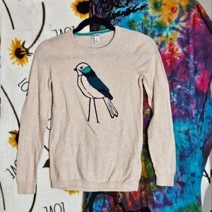 Old Navy Bird print off white Long Sleeve Shirt Size:XS